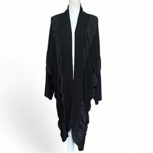 Ivan Grundahl Oversized Black Draped Open Cardigan Topper Jacket Size M